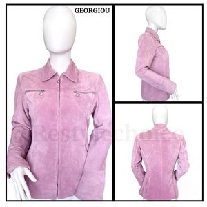 GEORGIOU STUDIO Women's Dull pink Suede leather Jacket